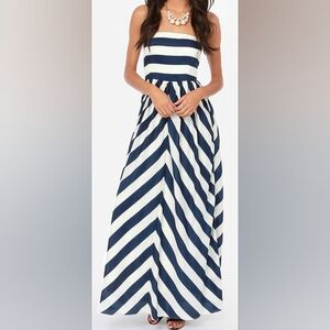 Lulu's Blue and White Strapless Sundress Resort Wear